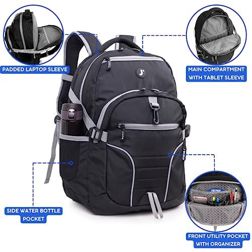 J World New York J World New York Atom Multi-Compartment Laptop Backpack, Black, 18.5 X 13 X 7.5 (H X W X D)