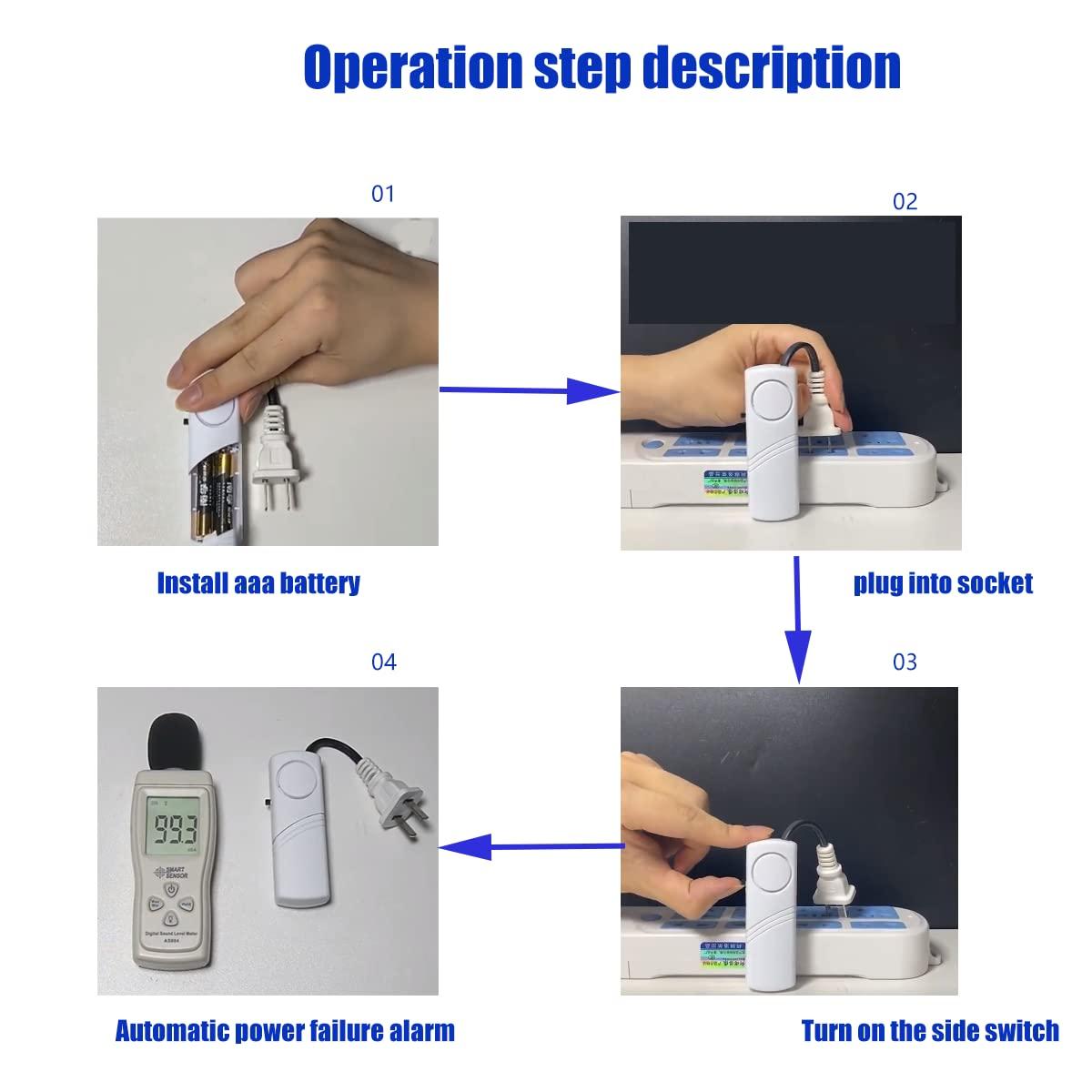 Lelukee Power Failure Alarm, Automatic Power Cut Alert - 80db LED Indicator Siren, 2x AAA Battery (Not Included)
