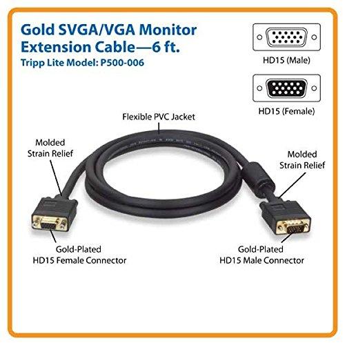 Tripp Lite Tripp Lite VGA Monitor Extension Cable RGB Coax High Resolution M/F, 2048 x 1536 (1080p) HD15, 6ft 6' (P500-006)