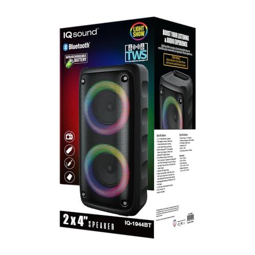 Supersonic IQ Sound IQ-1944BT 2 x 3-inch Portable Bluetooth Speaker, TWS, LED Lights, 10W Output Power, Multi Connectivity, Karaoke, FM Radio, Rechargeable Batteries -Perfect for Home Entertainment, Seminars