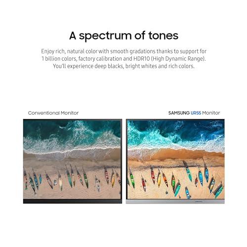 SAMSUNG SAMSUNG 28-Inch ViewFinity UR55 Series 4K UHD IPS Computer Monitor, HDR10, AMD FreeSync, HDMI 2.0 and DisplayPort 1.2, Bezelless Display, Eye Care, LU28R550UQNXZA, 2023