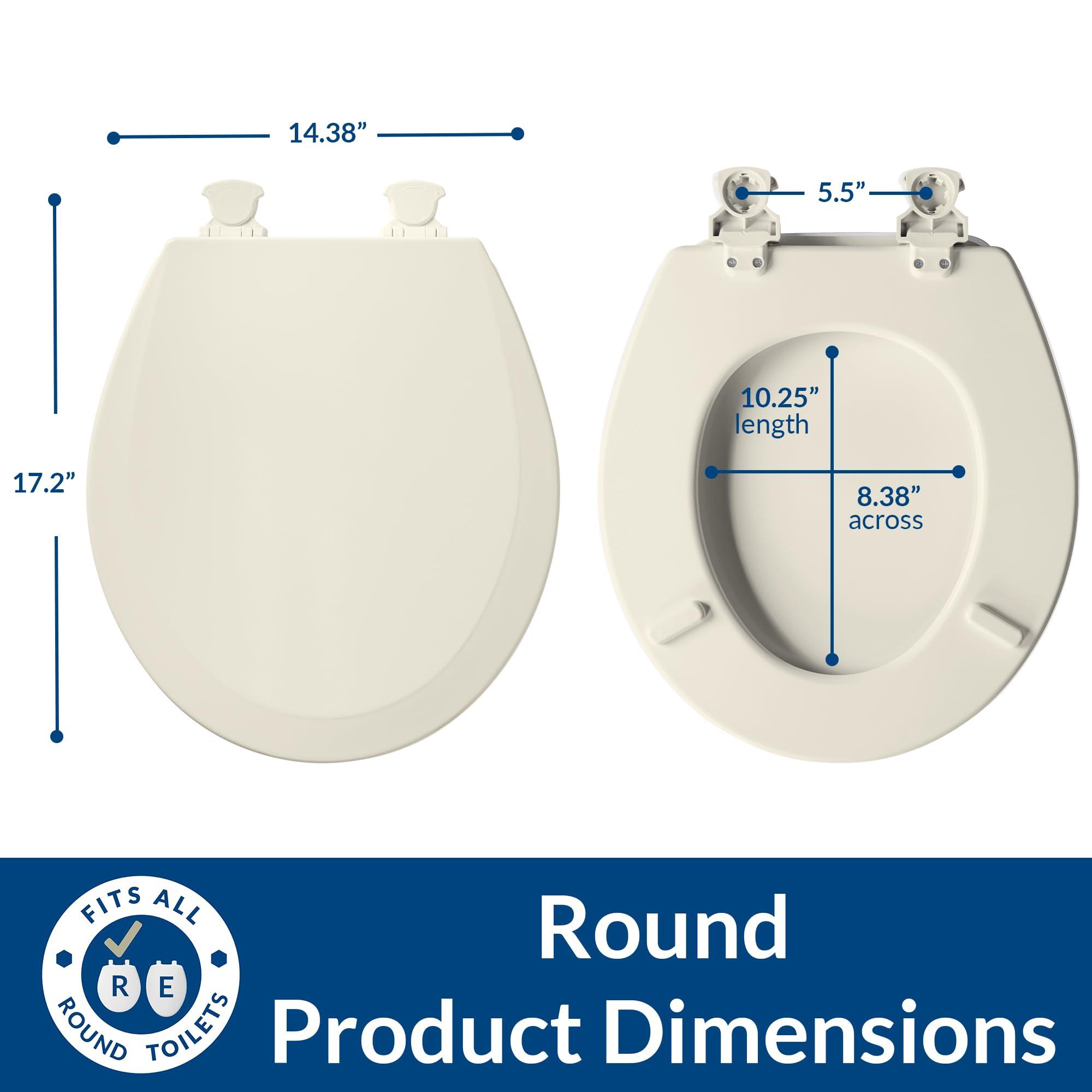 Bemis Bemis 500EC Durable Wood Toilet Seat with Easy Clean Hinges, Round, Biscuit