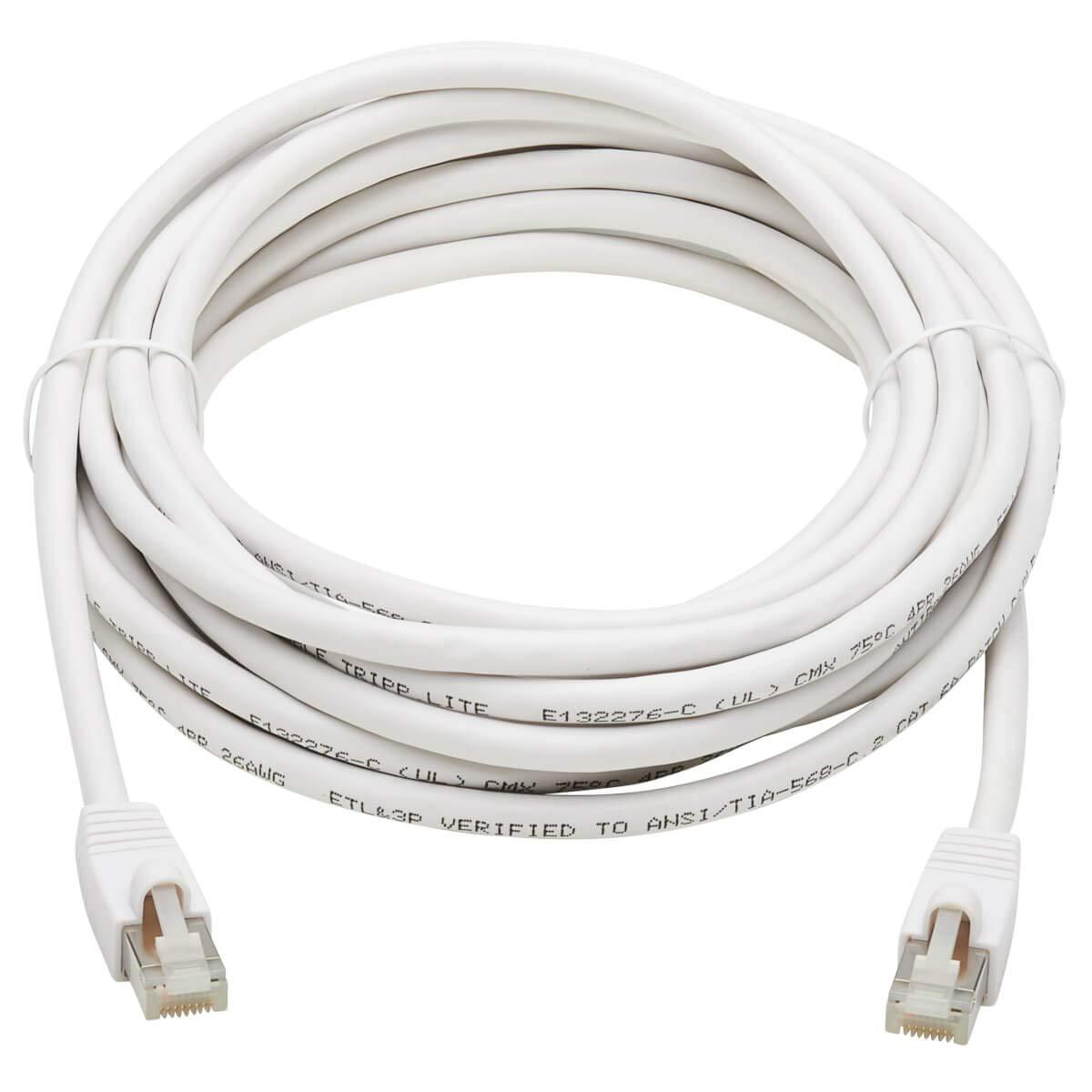 Tripp Lite Tripp Lite Safe-IT Cat6a PoE Ethernet Cable, 10G Certified Snagless, S/FTP (RJ45 M/M), 25 Ft / 7.62M, Limited Life Manufacturer's Warranty (N262AB-025-WH)