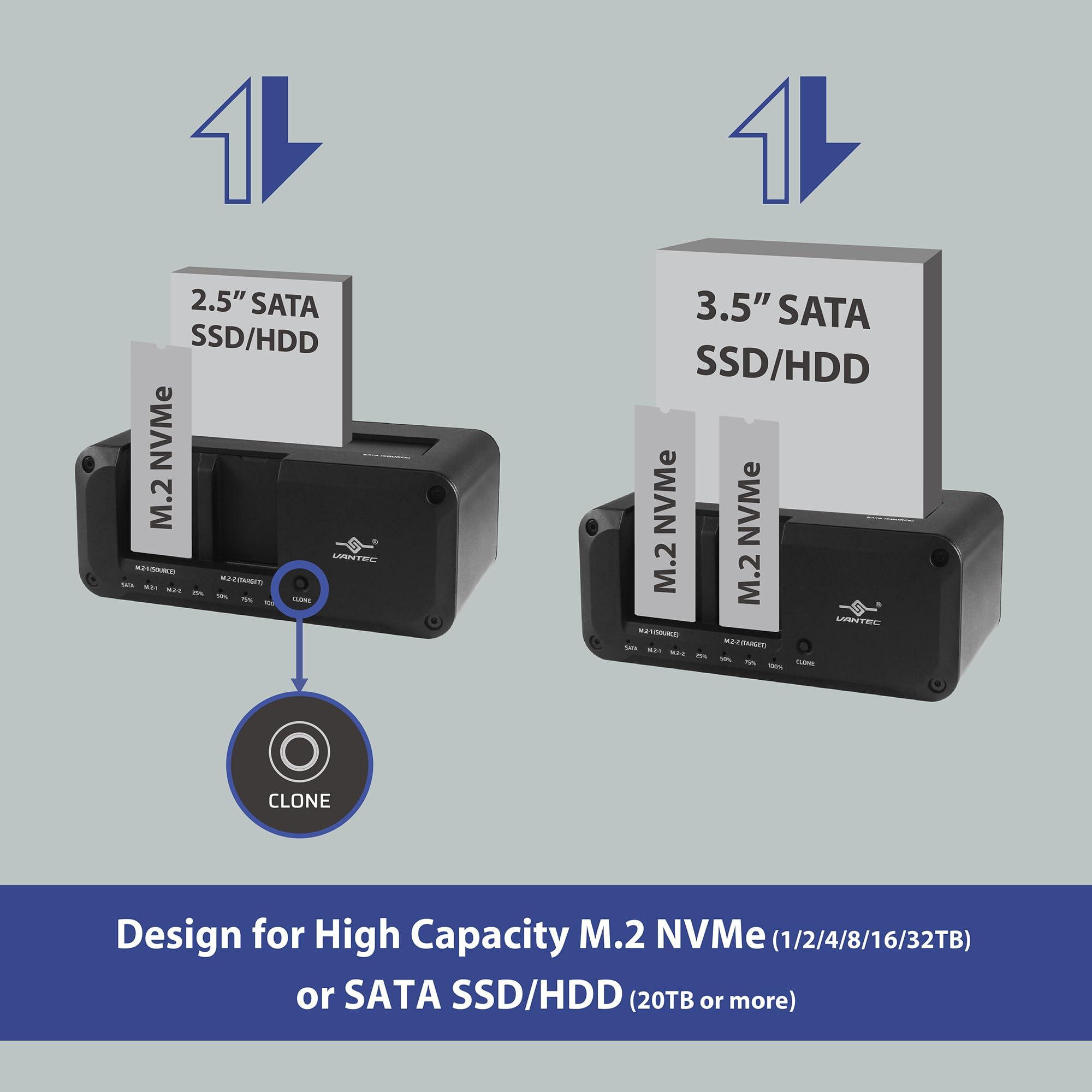 Vantec Vantec JX, USB 3.2 Gen 2x1, Triple Bay Dock (Dual M2, SATA) with Clone Function (NST-DM12C31)