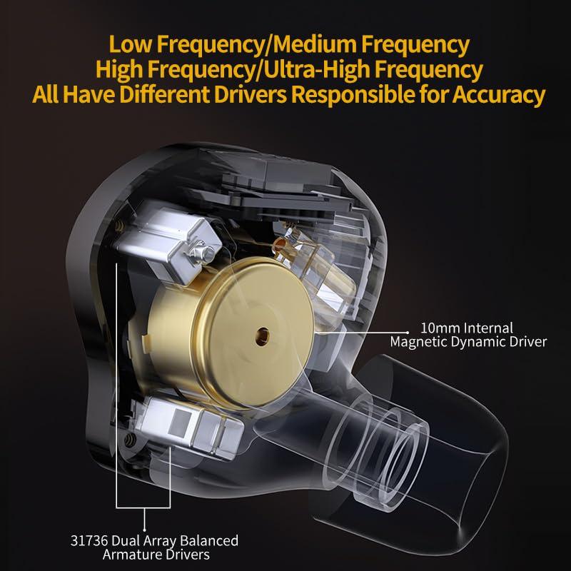 Kinboofi KZ AS10 in Ear Monitor Earbuds Headphone, Pure 5 Balanced Armature 5BA KZ Earbuds Earphone+KZ ZS10 Pro 2 in Ear Monitor Headphone