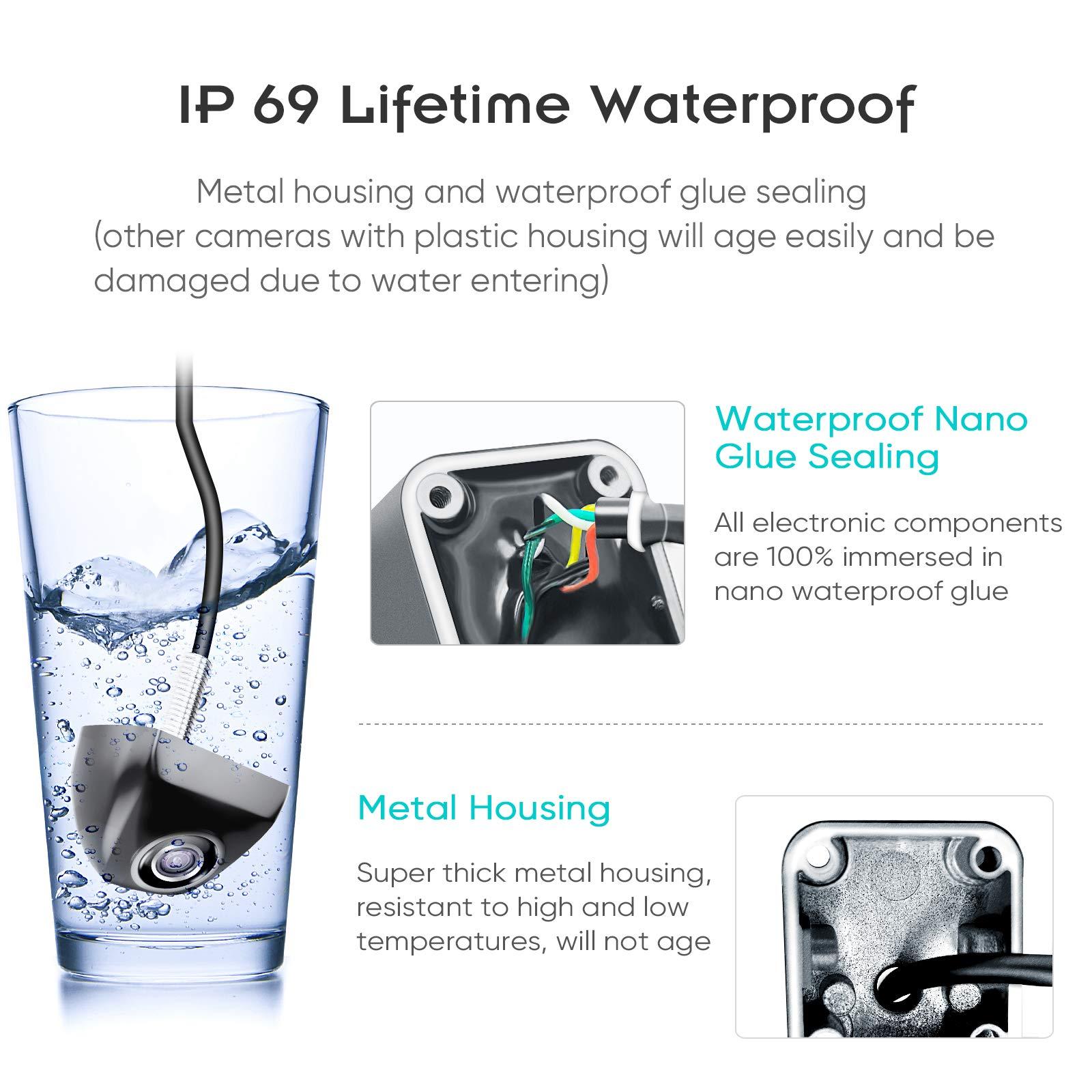 Pixelman PixelMan PMG3A Backup Camera,Front/Rear View Camera HD Metal Lifetime Waterproof 170° Wide Angle Universal Reversing Camera for Car,Only Rearview Reverse Back Up Cam for Vehicle SUV Pickup (PMG3A-B)