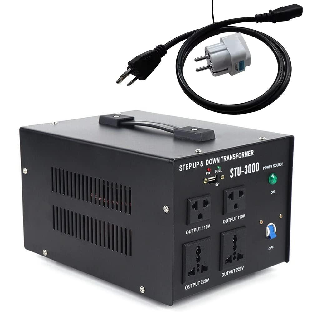 CNCEST 3000W Voltage Transformer Converter, Step Up/Down AC 110/220 V Heavy Duty Power Converter with DC 5V USB Port