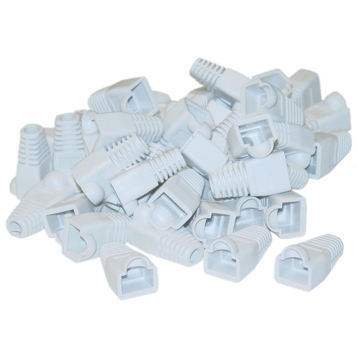 ACL Staticide ACL RJ45 Strain Relief Boots for Cat5, Cat5e & Cat6 cable, [50 Pieces/Pack], White, 4 Pack