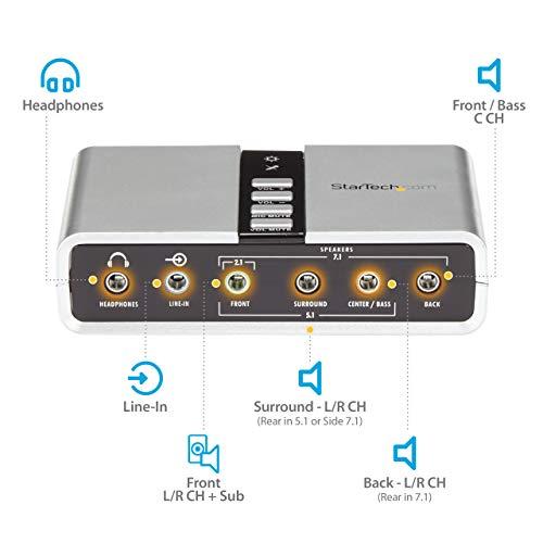 StarTech StarTech.com 7.1 USB Sound Card - External Sound Card for Laptop with SPDIF Digital Audio - Sound Card for PC - Silver (ICUSBAUDIO7D)