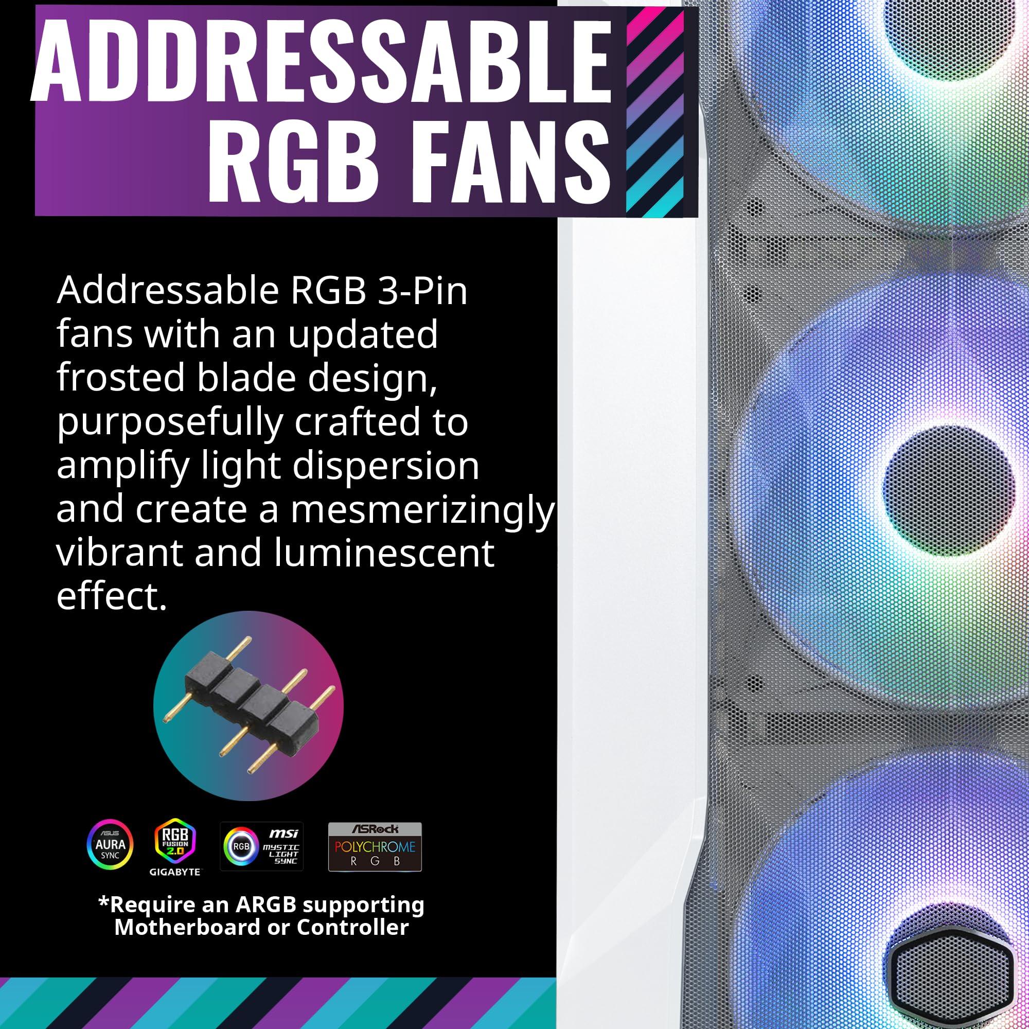 Cooler Master Cooler Master TD500 Mesh V2 White Mid-Tower Case, Polygonal Mesh, 3X 120mm ARGB Fans, USB Gen 2 Type C