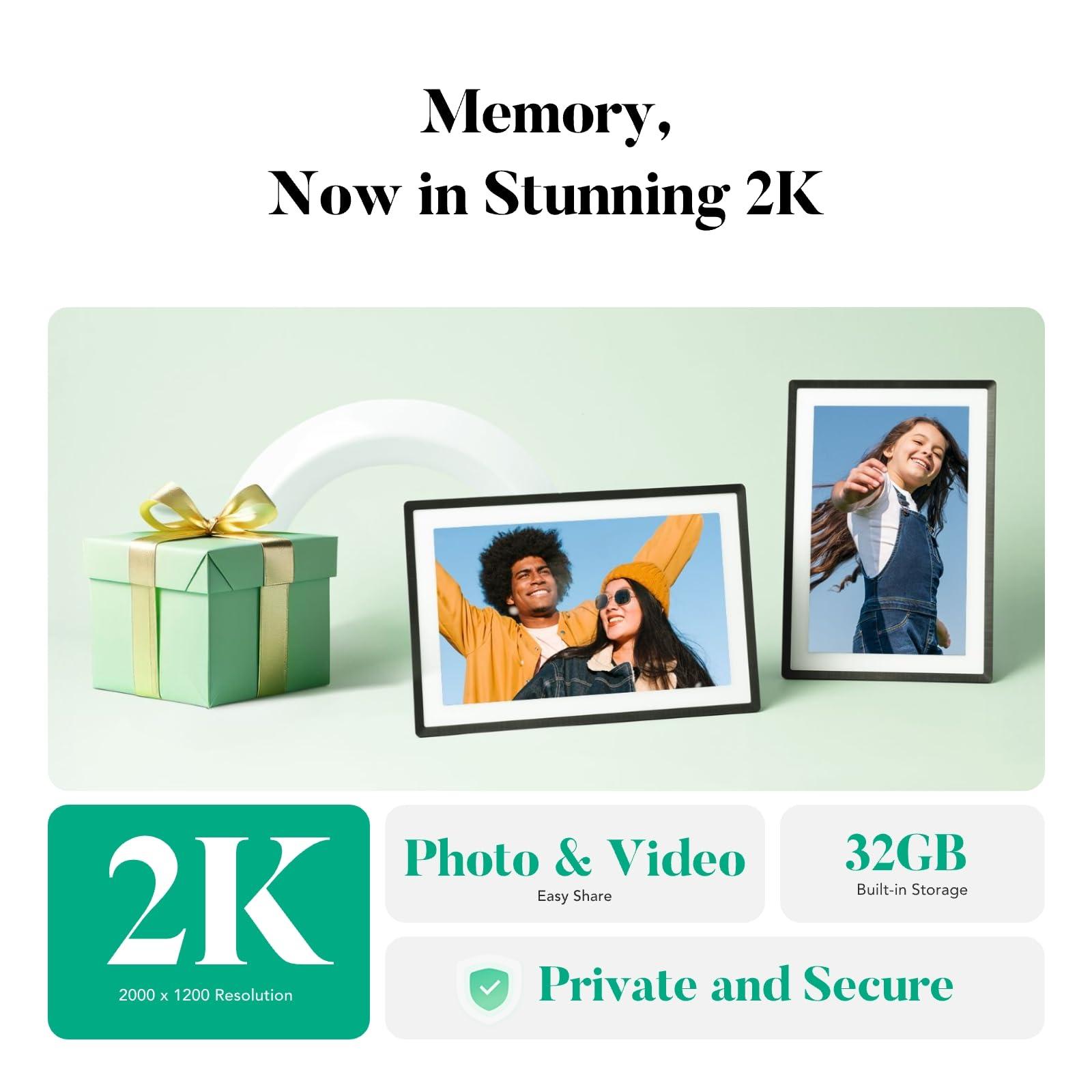 pexar pexar by Lexar Digital Picture Frame, 2K Resolution Ultimate Clarity, 11\'\' Anti-Glare Touch Screen Stunning Under Lighting, WiFi Photo Frame 32GB for Home Decor, Gifting, Share Photos/Videos via APP