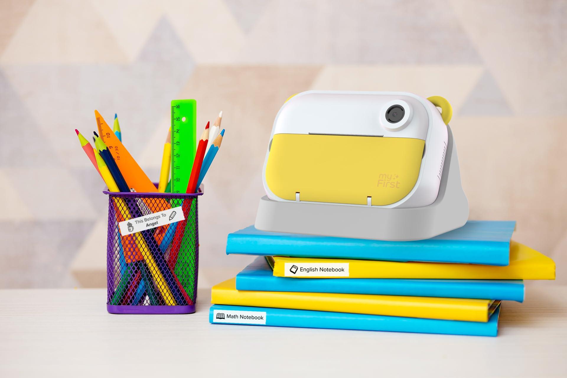 Oaxis myFirst Camera Insta Wi - Kids Digital Camera Instant Print, Label Maker, Unlimited Printing, 12MP Photos 1080P Video and Selfie Lens, Memory Card, Neck Lanyard, for Kids 3-12 (Yellow)