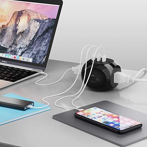 Ceptics Ceptics Power Strip with USB C - Cube Power Strip, 3 Outlets + 4 USB Ports (3 USB and 1 USB-C) Portable Design, Compact for Travel, Cruise Ship, Office - Black Power Strip - Powerful 21W