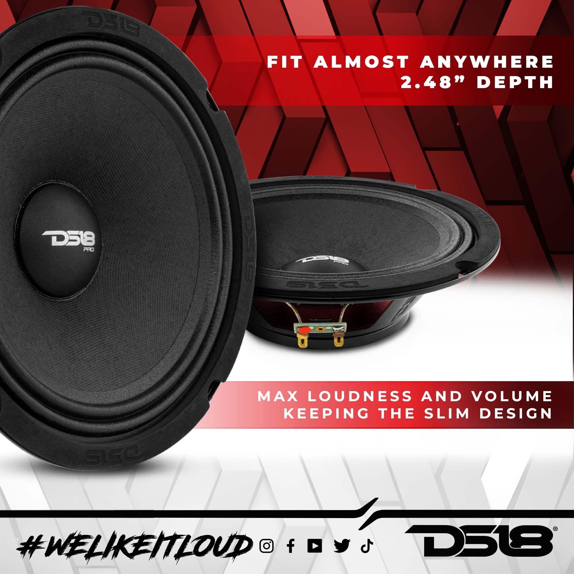 DS18 DS18 PRO-NS6 6.5" Shallow Loudspeaker Car Audio - Midrange, 300W Max, 150W RMS, 8 Ohms, Slim Neodymium Speaker Magnet - Elegant Neodymium Midrange 6.5 Inch Loudspeaker Available (1 Speaker)