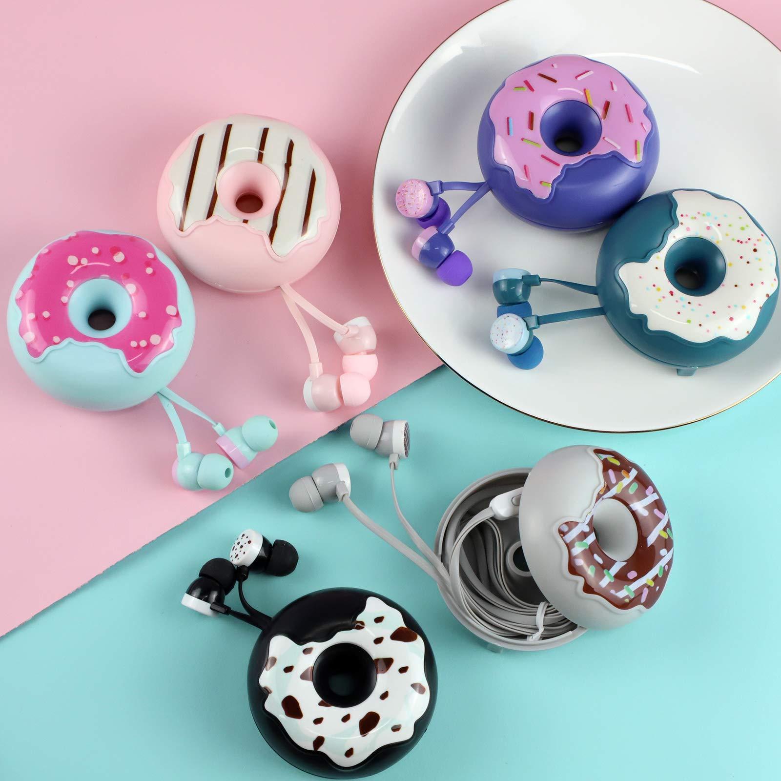 QearFun QearFun Donut Earbuds for Kids, Cute Earbud & in-ear Headphones Wired Gift for School Girls and Boys with Microphone and Lovely Earphones Storage Case