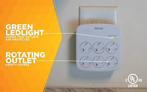 Woods Woods 41076 Surge Protector with 6 Power, 6-Outlet 1440J of Protection