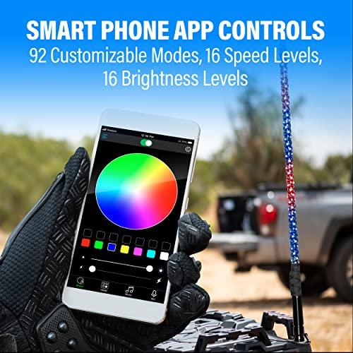 BOSS Audio Systems BOSS Audio Systems XP6 ATV Chasing LED Whip - 72-inch, 360-degree RGB Illumination, Control App, IP67 Weatherproof Rated, Easy Installation