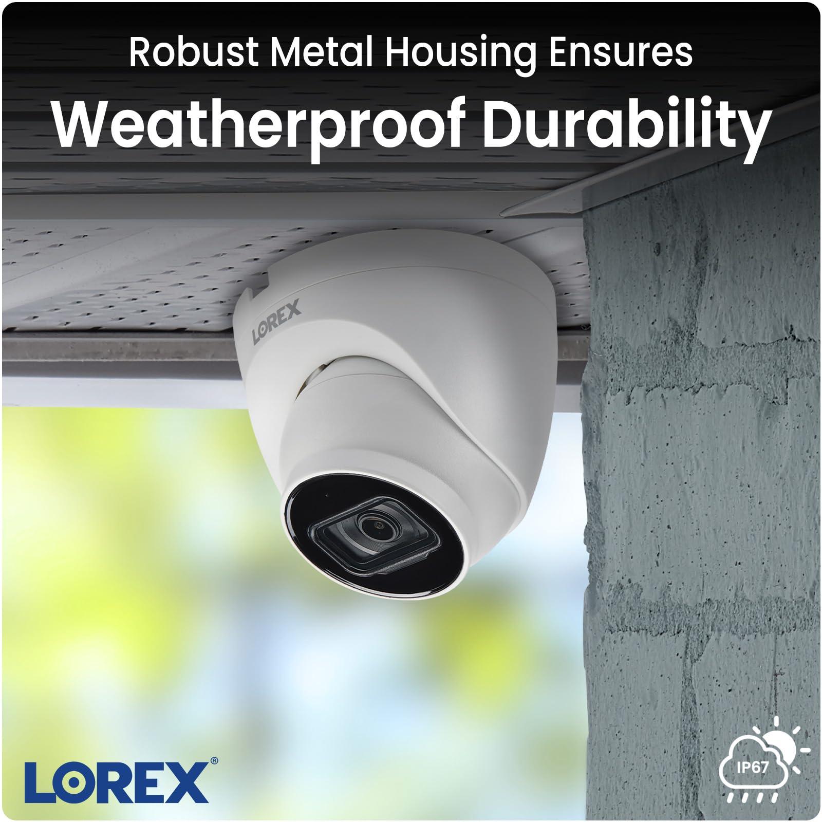 Lorex Lorex Fusion 4K Metal Bullet Camera PoE Wired Home Security Add-On Camera - Motion Detection, Color Night Vision, Long Range IR, Weatherproof, Ultra HD Indoor & Outdoor Surveillance (White Dome)