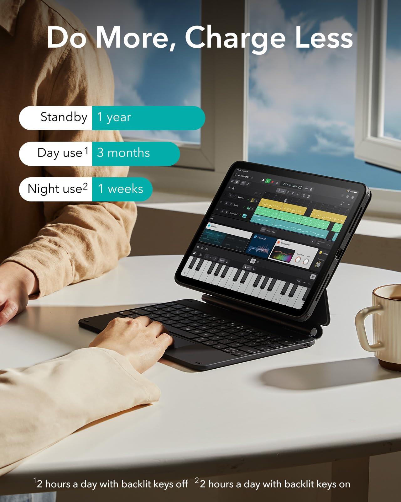 ESR ESR iPad Air 11 Inch Case with Keyboard (M3/M2, 2025/2024) & iPad Pro 11/Air 5th/4th Gen Keyboard, Easy-Set Magnetic Stand, Portrait/Raised Modes, with Removable Protective Case, Black