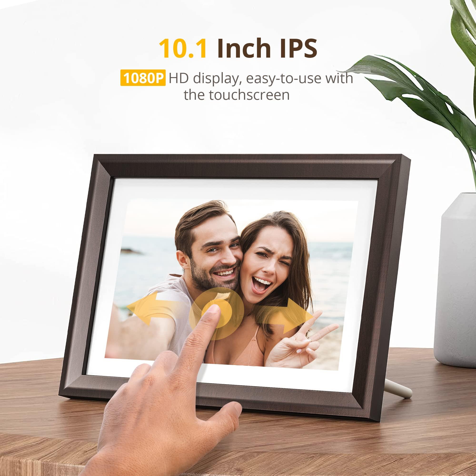 Dragon Touch Dragon Touch Digital Picture Frame WiFi 10 inch IPS Touch Screen Digital Photo Frame Display, 32GB Storage, Auto-Rotate, Share Photos via App, Email, Cloud, Classic 10 Brown, PUUDUU