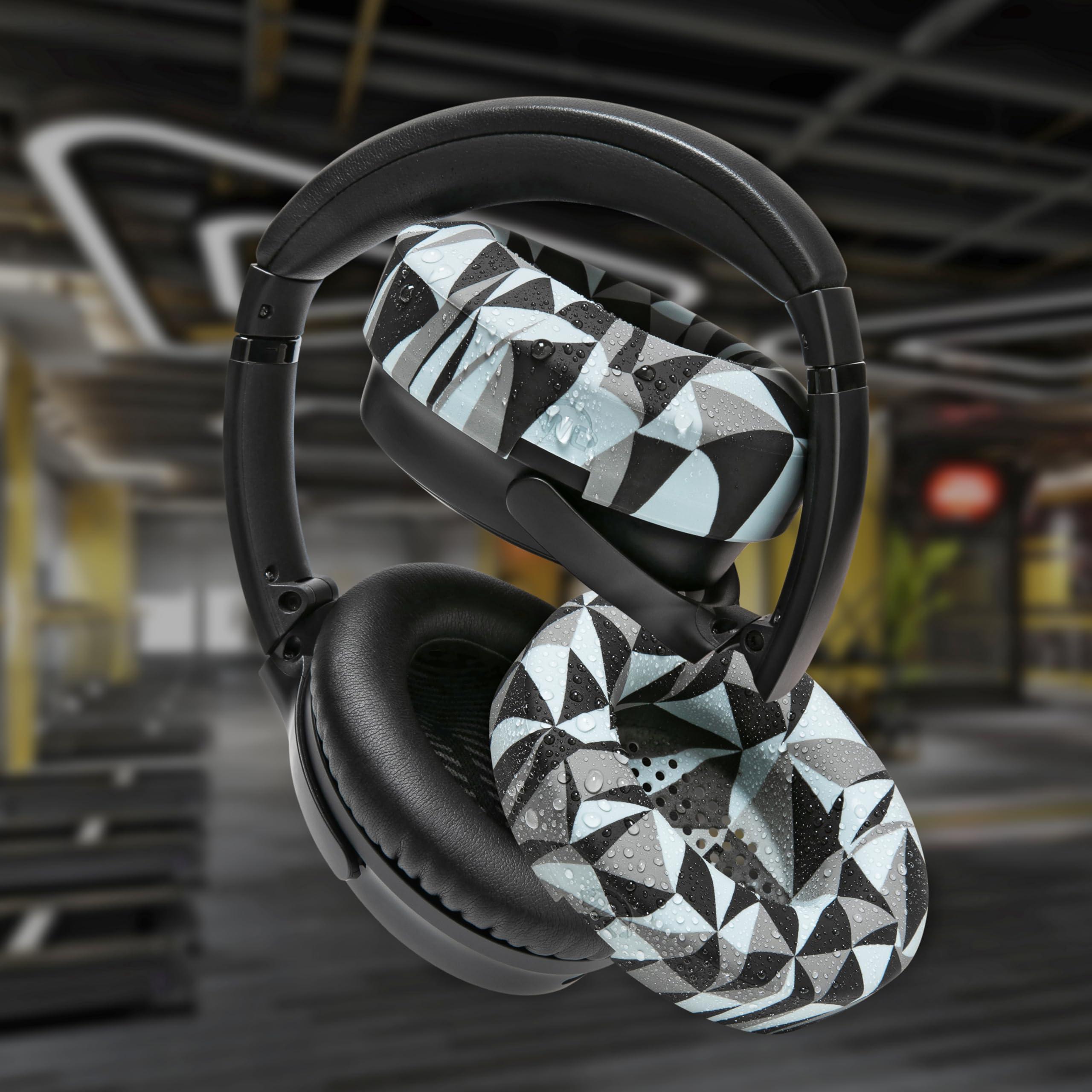 WC WC SweatZ QuietComfort - Patented Earpad Covers for Bose QuietComfort 45, 35, 35ii, QC2, QC25, QC15, AE2, AE2i, SoundTrue, SoundLink by Wicked Cushions | Sweatproof & Easily Washable | Geo Grey