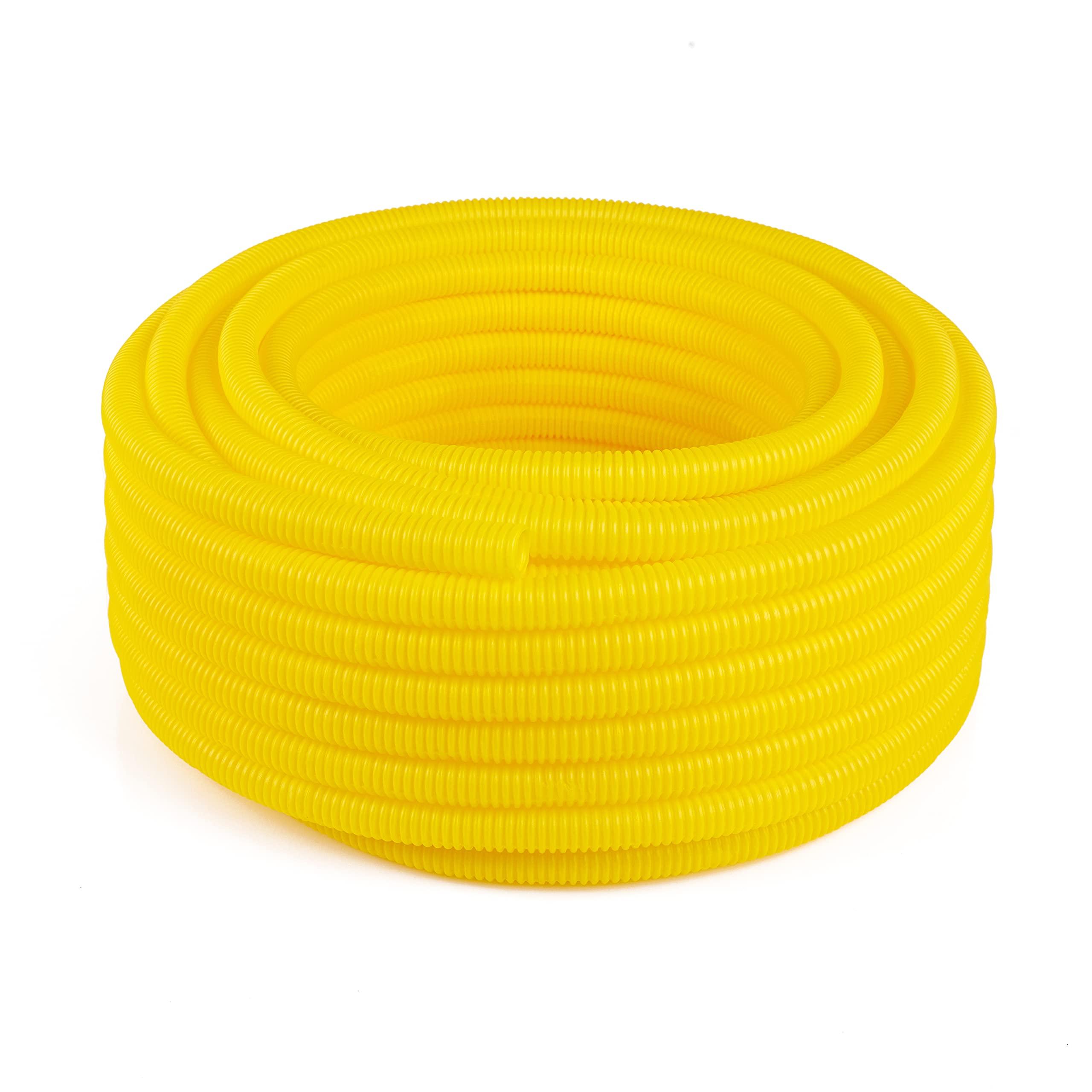 hydromaxx Flexible Polyethylene LDPE Non-Split Corrugated Wire Loom Tubing (1\" Dia. x 100 ft, Yellow)