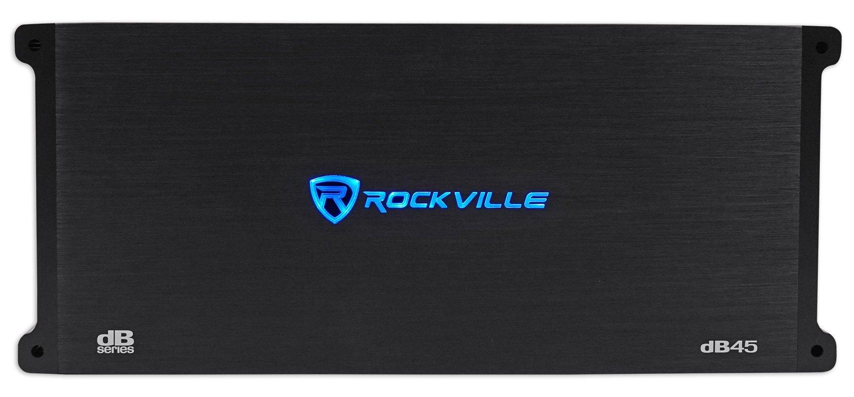 Rockville (1) Rockville dB45 3200 Watt/800w RMS 4 Channel Amplifier Car Stereo Amp, Loud!! Bundle with (1) Rockville RWK42 4 Gauge 4 Chan Car Amp Wiring Installation Wire Kit RCA's (2 Items)