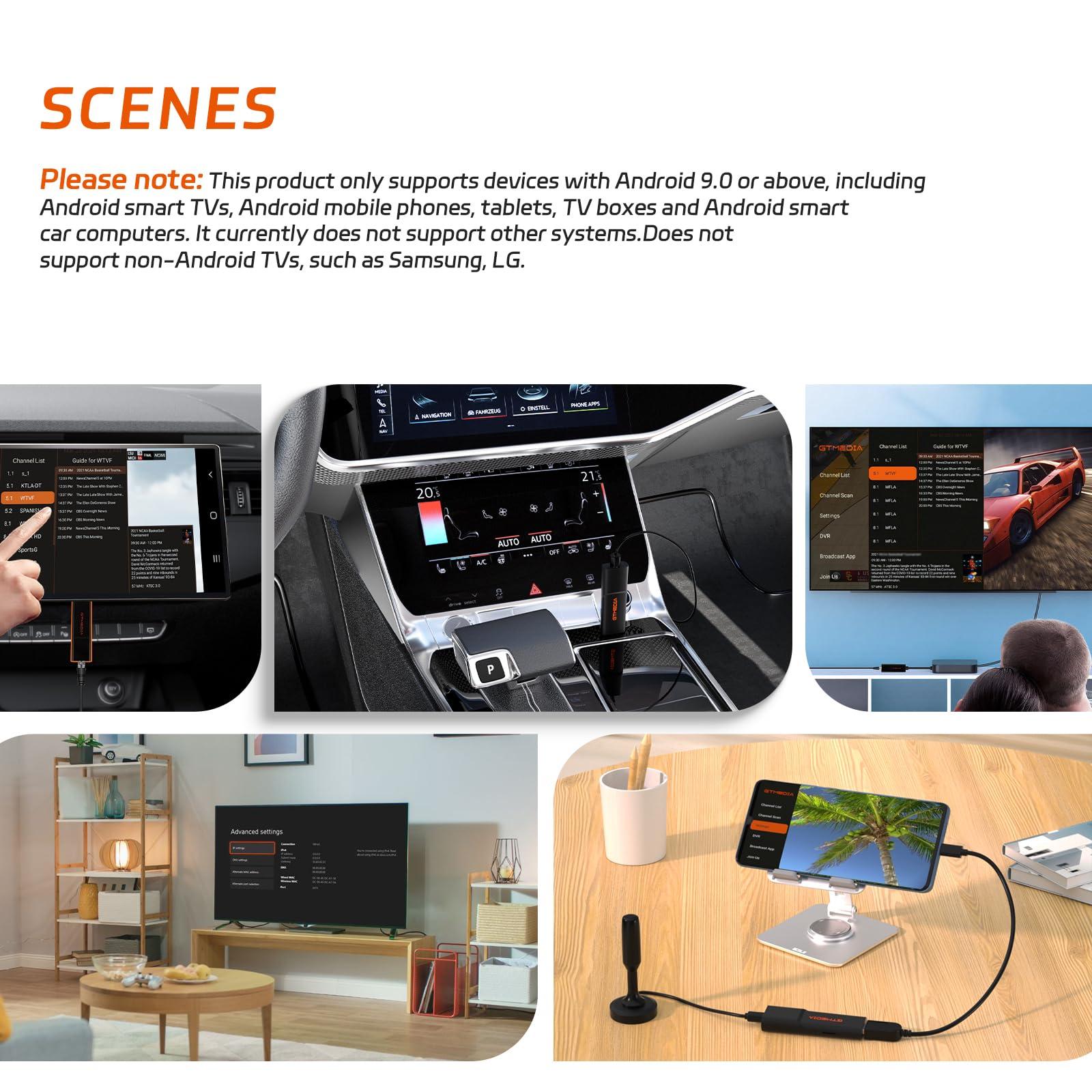 XYTEC USB TV Tuner Next-Gen ATSC 3.0 / ATSC 1.0 Stick for Multiple-Android Phone Tablet Car Computer USB 3.0 Digital TV Tuners with DVR Recording Support HDTV Player Android App