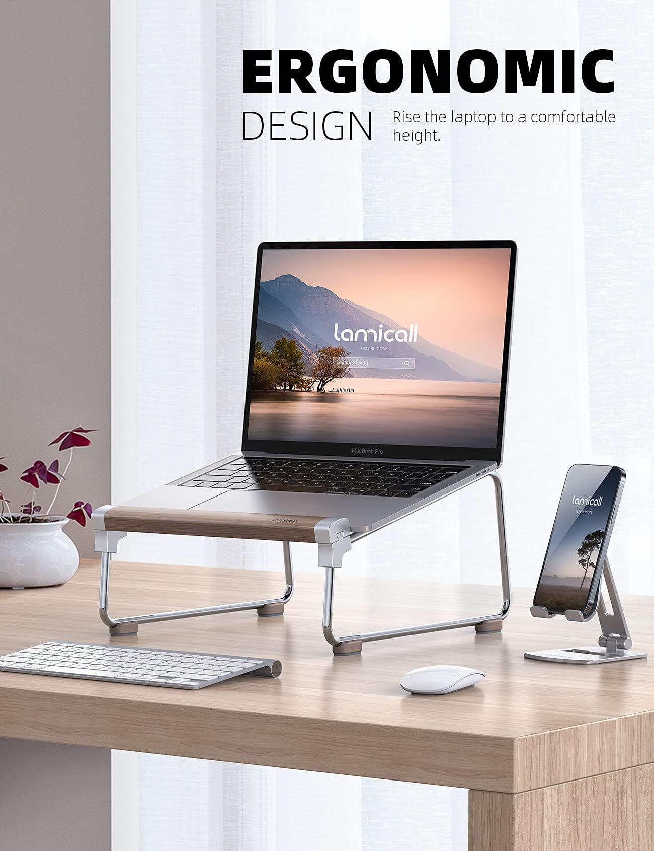 Lamicall Lamicall Tripod Tablet Stand and Wooden Laptop Stand