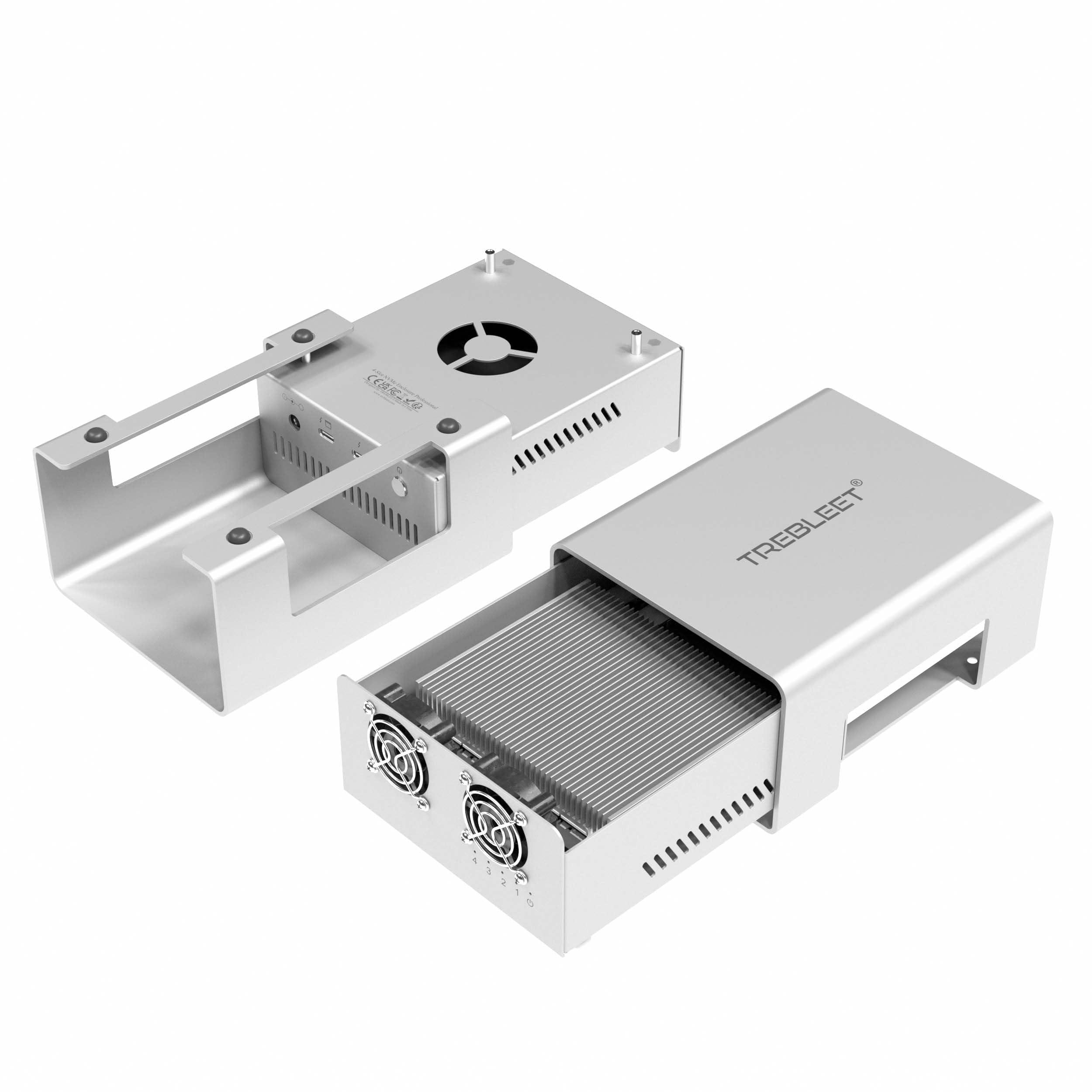 TREBLEET Thunderbolt 3 Four-Slot M.2 NVMe SSD Enclosure 40Gbps up to 2800MB/s Support Thunderbolt 2 Compatible with M1 M2 (Performance Edition)