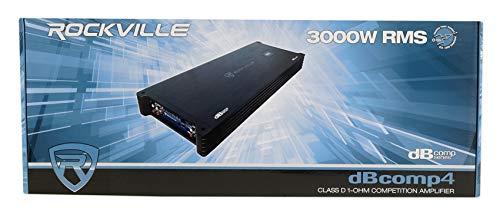 Rockville Rockville dBcomp4 Competition 3000W Mono 1-Ohm Car Amplifier, Dyno-Certified, MOSFET, Adjustable Crossover, Remote Sub Control, Perfect for Car Audio