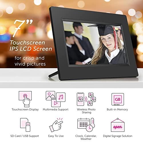 Aluratek Aluratek 7\" LCD WiFi Digital Photo Frame with Touchscreen and 8GB Built-in Memory, USB/SD/SDHC Supported, Built-in Clock, Calendar, Weather, Black