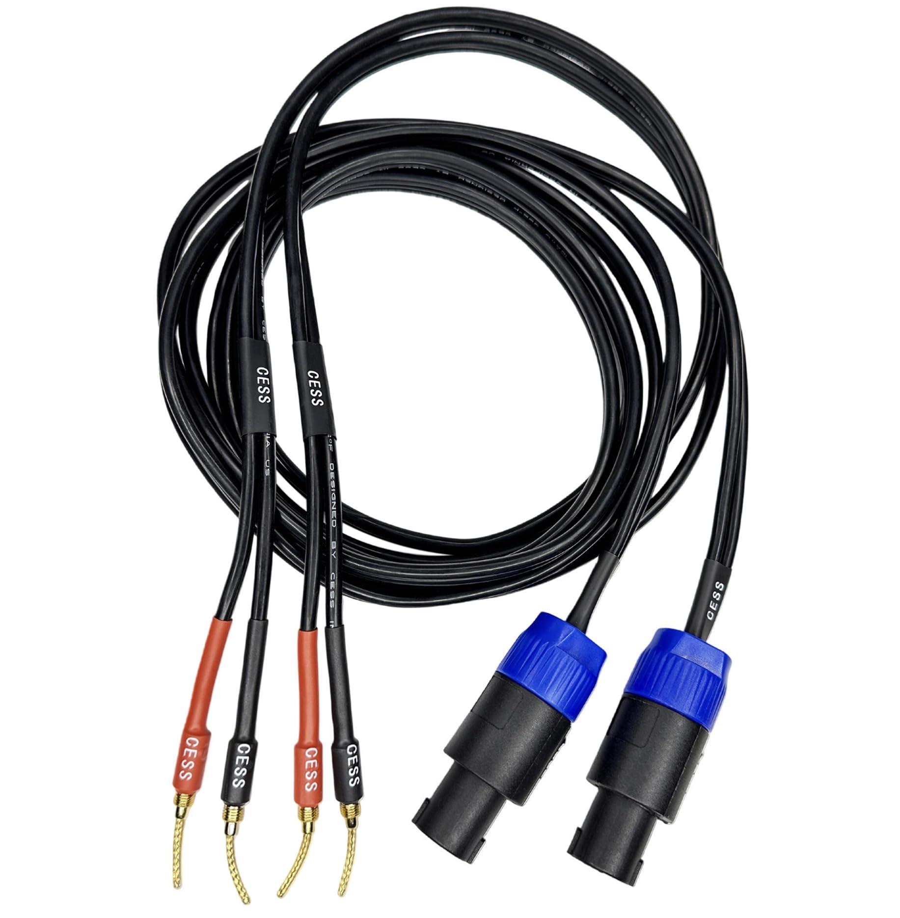 CNCESS CESS-276-6f Braided-Type Pin Banana Plug to Speakon Speaker Cable, Secure Contact with Spring Clips, Super Soft Silicone 12 Gauge Wires (6 Feet)