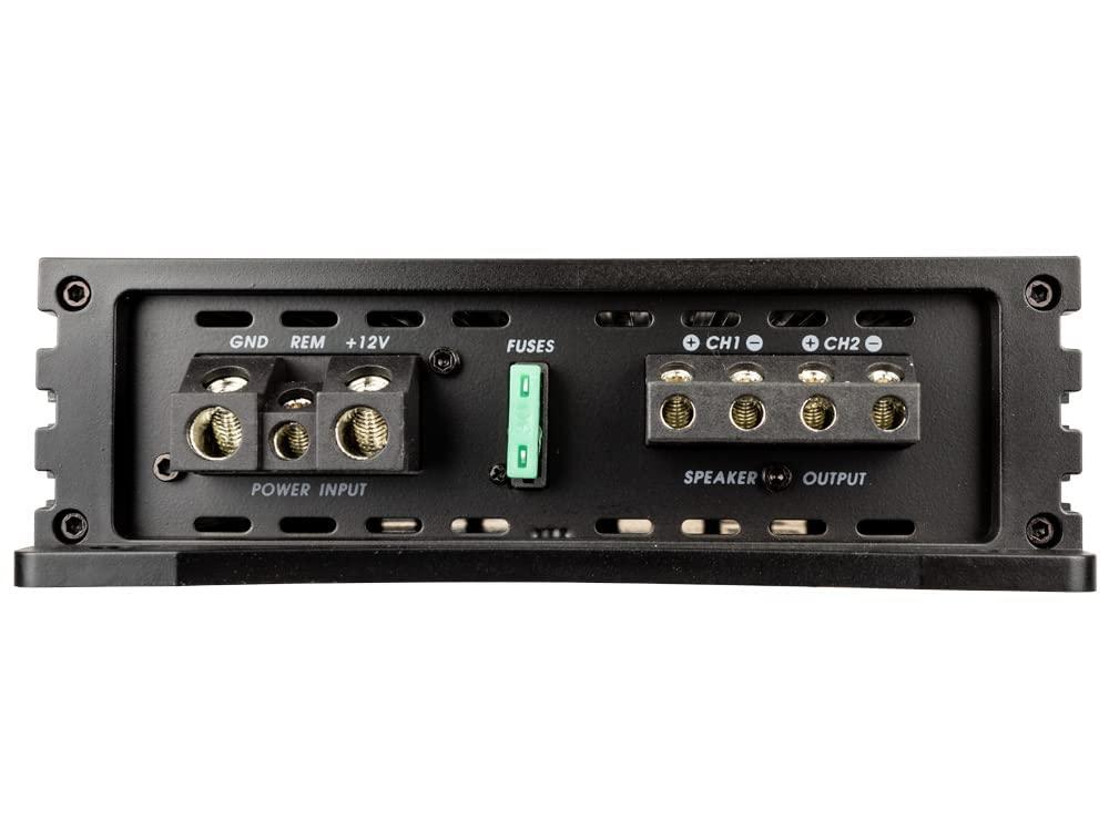 Alphasonik Alphasonik NA1000.2 Neuron Series 1000 Watts Max 2-Channel Car Amp with 4-Way Protection Circuitry Multi-Channel Bridgeable Class A/B Amplifier Low & High Level Inputs (Remote Bass Knob Included)