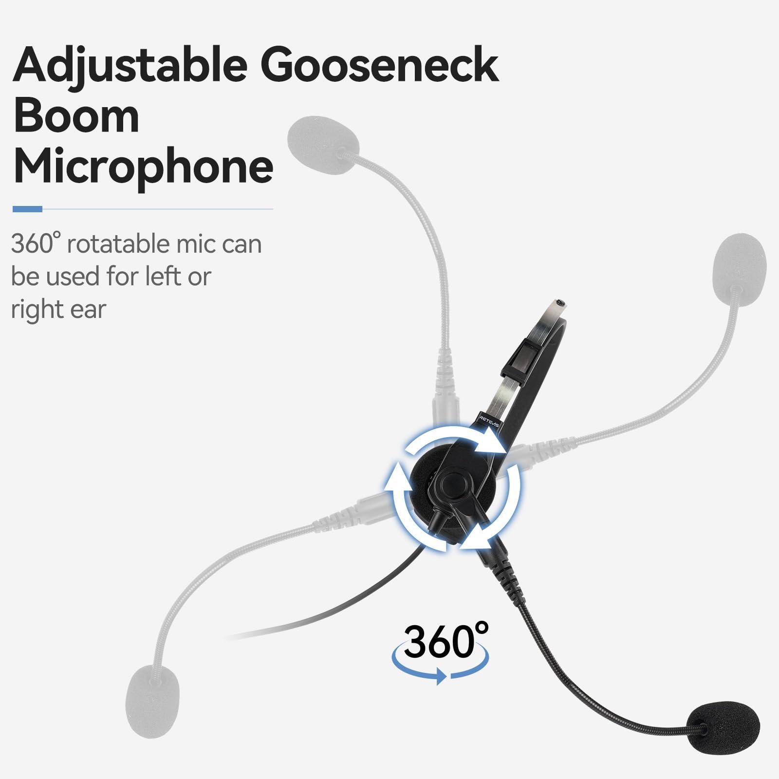 Retevis Retevis RT29 Military Walkie Talkie(2 Pack) with Overhead Headset(2 Pack), Long Range 2 Way Radio with Earpiece, 700,000 sq. ft/50 Floor Range, Dust Protected and Splashproof, Heavy Duty Two Way Radio
