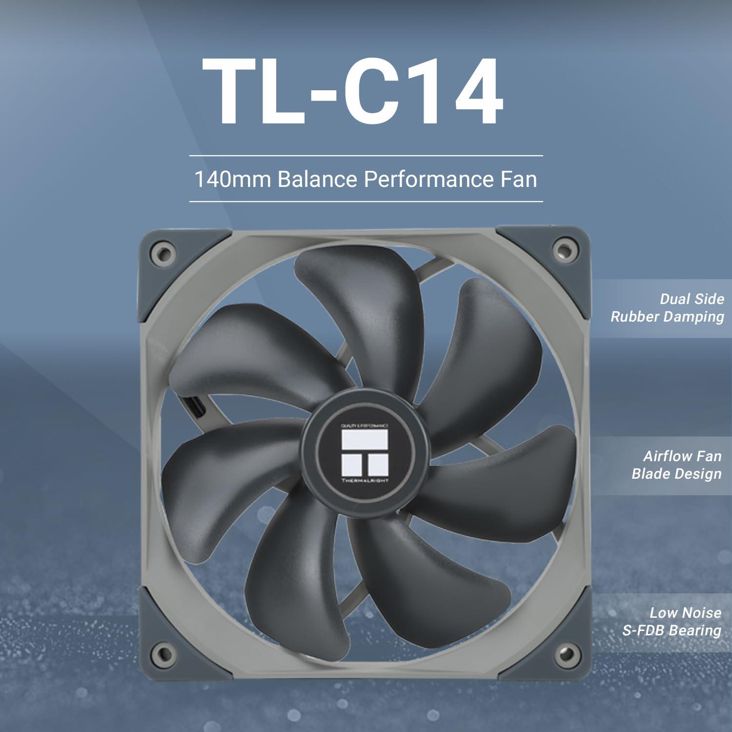 Thermalright Thermalright TL-C14 140mm Fan, Quiet Operation, S-FDB Bearing, PWM Control, 1500RPM, Balance Performance Case Fan