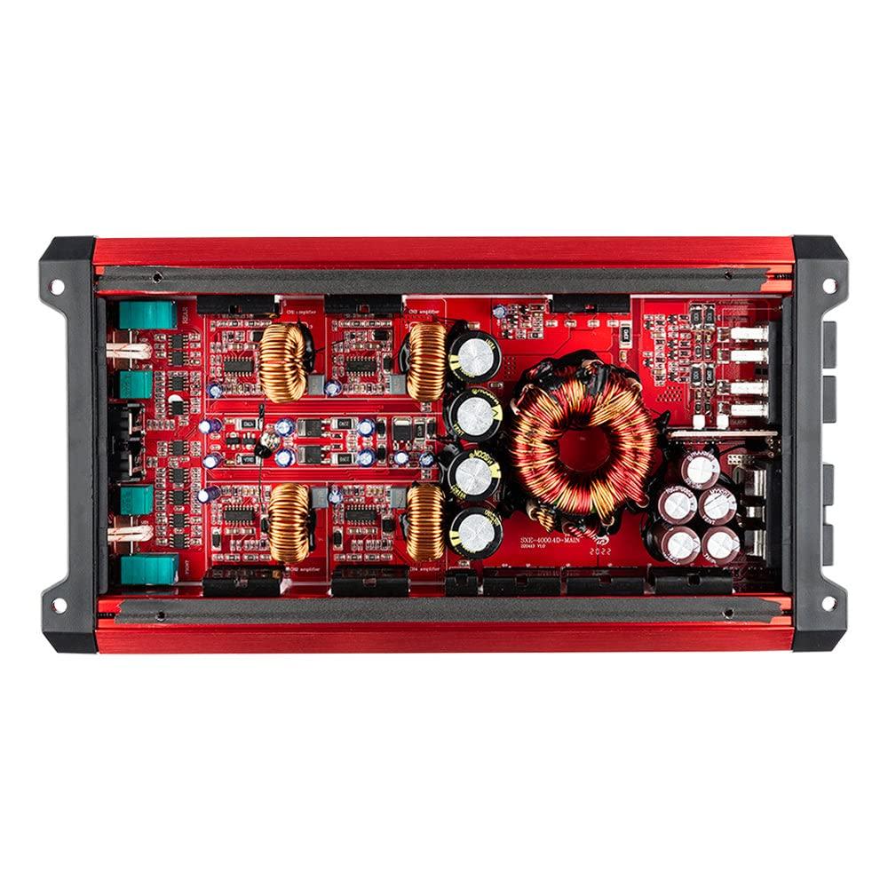 DS18 DS18 SXE-4000.4D/RD Car Amplifier Stereo Full-Range Class D 4-Channel 275x4 RMS @4 OHM 4000 Watts - Powerful and Compact Amp for Speakers in Car Audio System