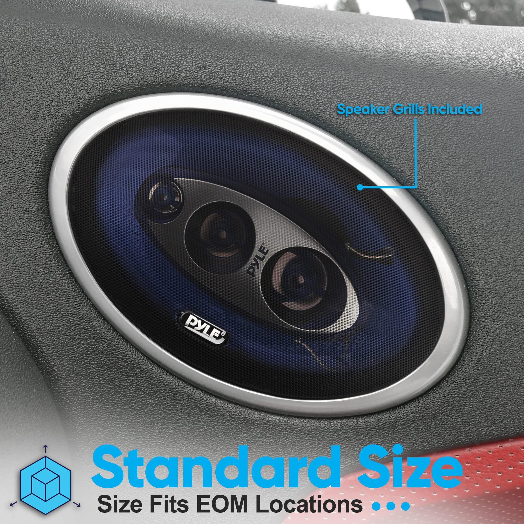 Pyle Pyle 6x9/7x10 Car Speakers 4-Way Quadriaxial Full Range Sound Audio - Blue Pair | Pyle 6.5" Three-Way Sound Speaker System - 360W Power Handling, Blue