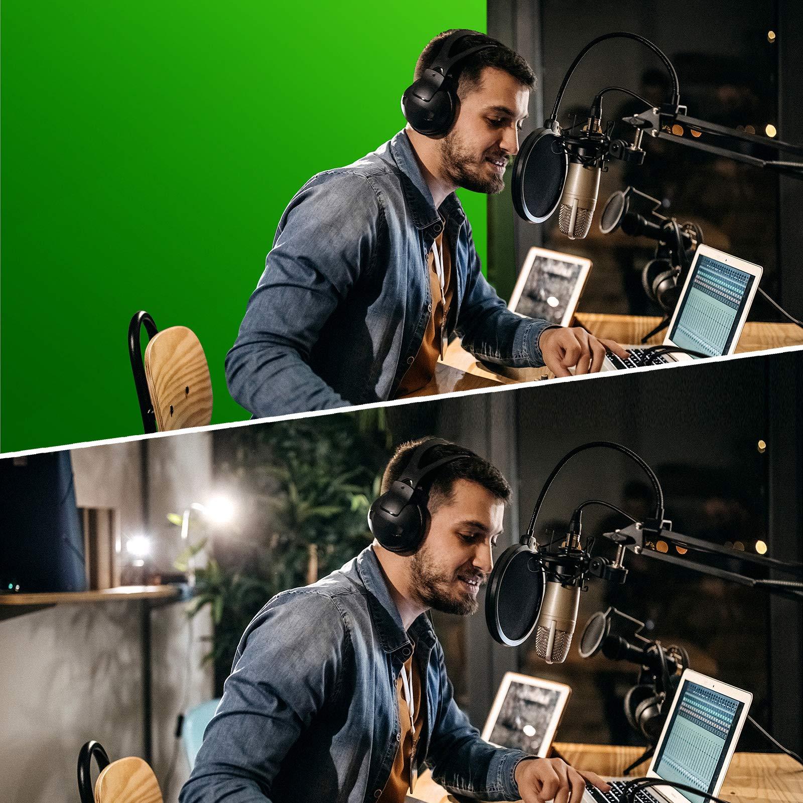 excelimage excelimage Pull-Down Green Screen Backdrop, 79x75 Auto-Locking Chroma Key Panel with Wrinkle-Resistant Green Fabric for YouTube Videos, Music Videos, Photography, TIK Tok, or Gaming (White)