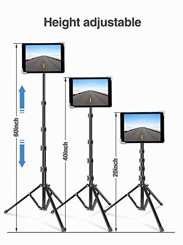 elitehood elitehood iPad Tripod Stand, Aluminum Alloy iPad Stand, 360 Rotation Adjustable Height iPad Stand Holder for Floor, Universal Compatible with iPad Mini, iPad Air, iPad and All 7.9-11 Inch Tablet