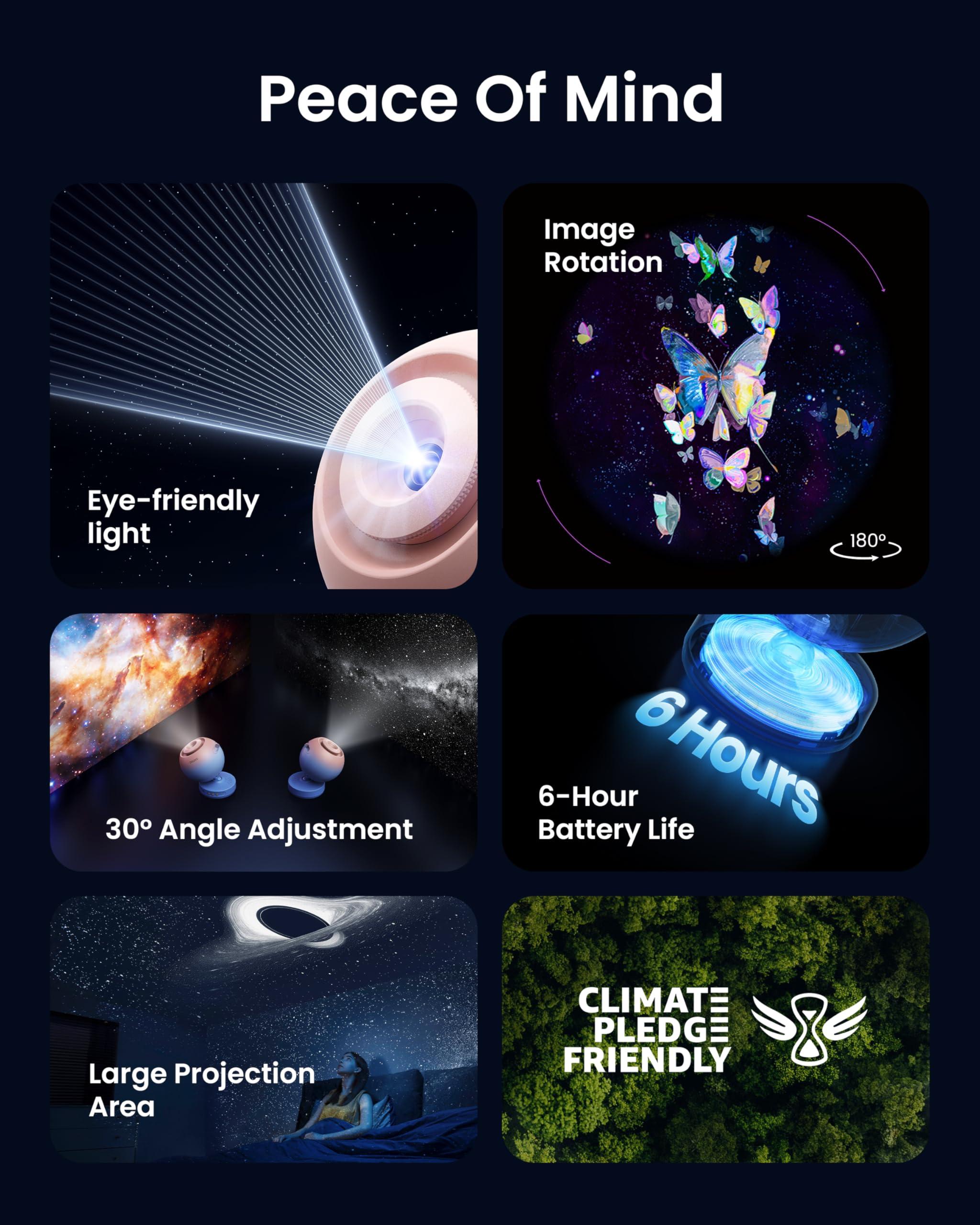 POCOCO POCOCO Galaxy Star Projector for Bedroom with Replaceable Optical Film Discs, Home Planetarium Night Light Projector with High-Definition Soft Light for Relax, Study, and Meditate, Stress Relief Gifts