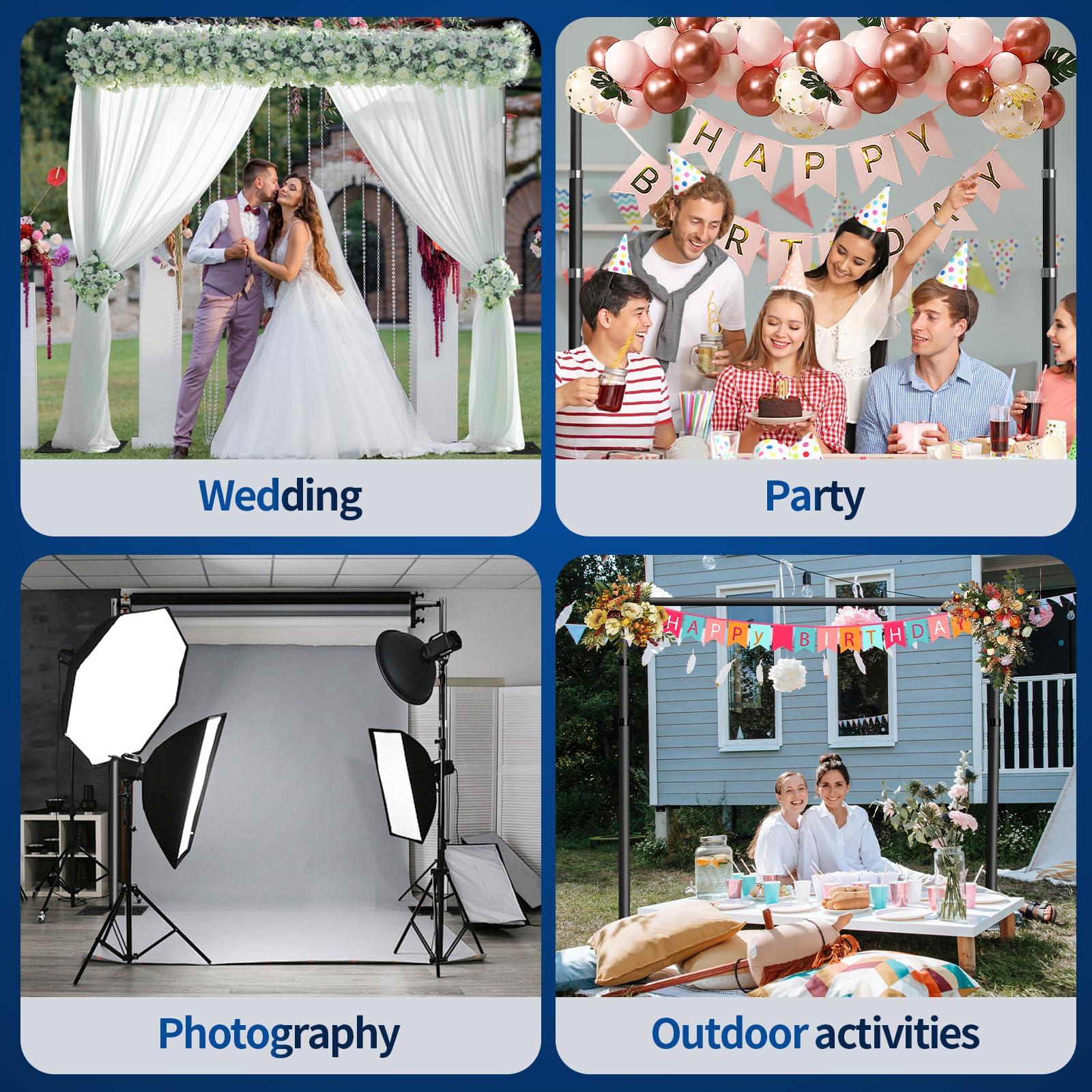 Qoolfoto Qoolfoto Pipe and Drape Backdrop Stand, 10x10ft Heavy Duty Adjustable Background Frame with Metal Base, Back Drop Holder for Parties Photography Wedding Photoshoot Decoration - Black