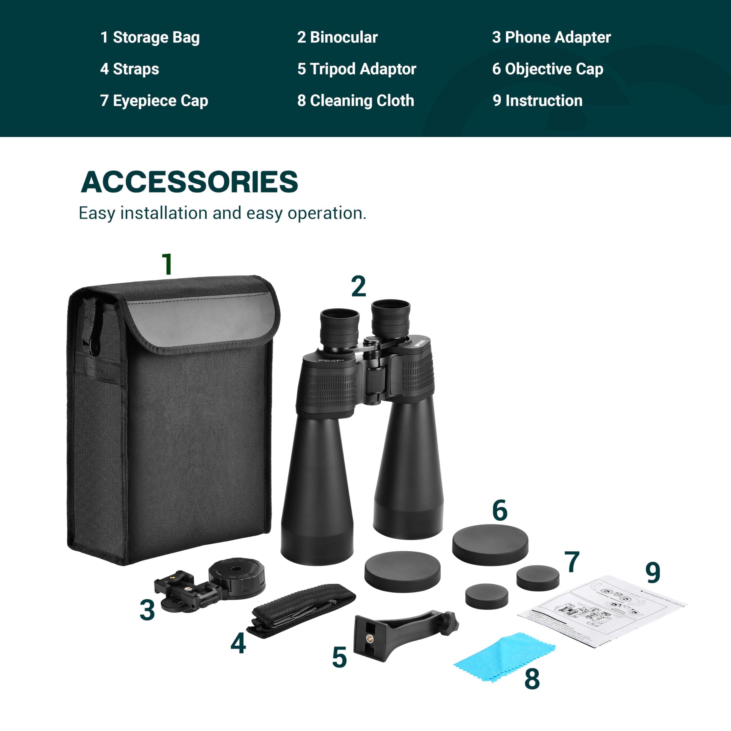 ESSLNB ESSLNB Giant Binoculars Astronomy 15X70 with Phone Adapter Tripod Adapter and Carrying Bag FMC Waterproof Binoculars for Adults Kids