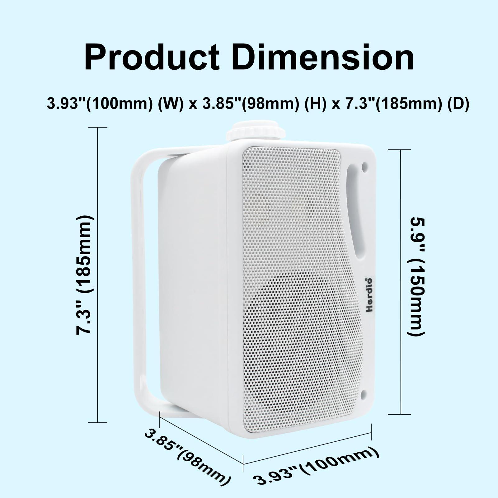 Herdio Herdio 3.5 Inch Passive Outdoor Speakers Wired Waterproof, 200W 3 Way Premium Mountable Wall Mount Speakers with Superior Sound, All-Weather Durability, for Patio Marine Boat Garage Indoor(White Pair)