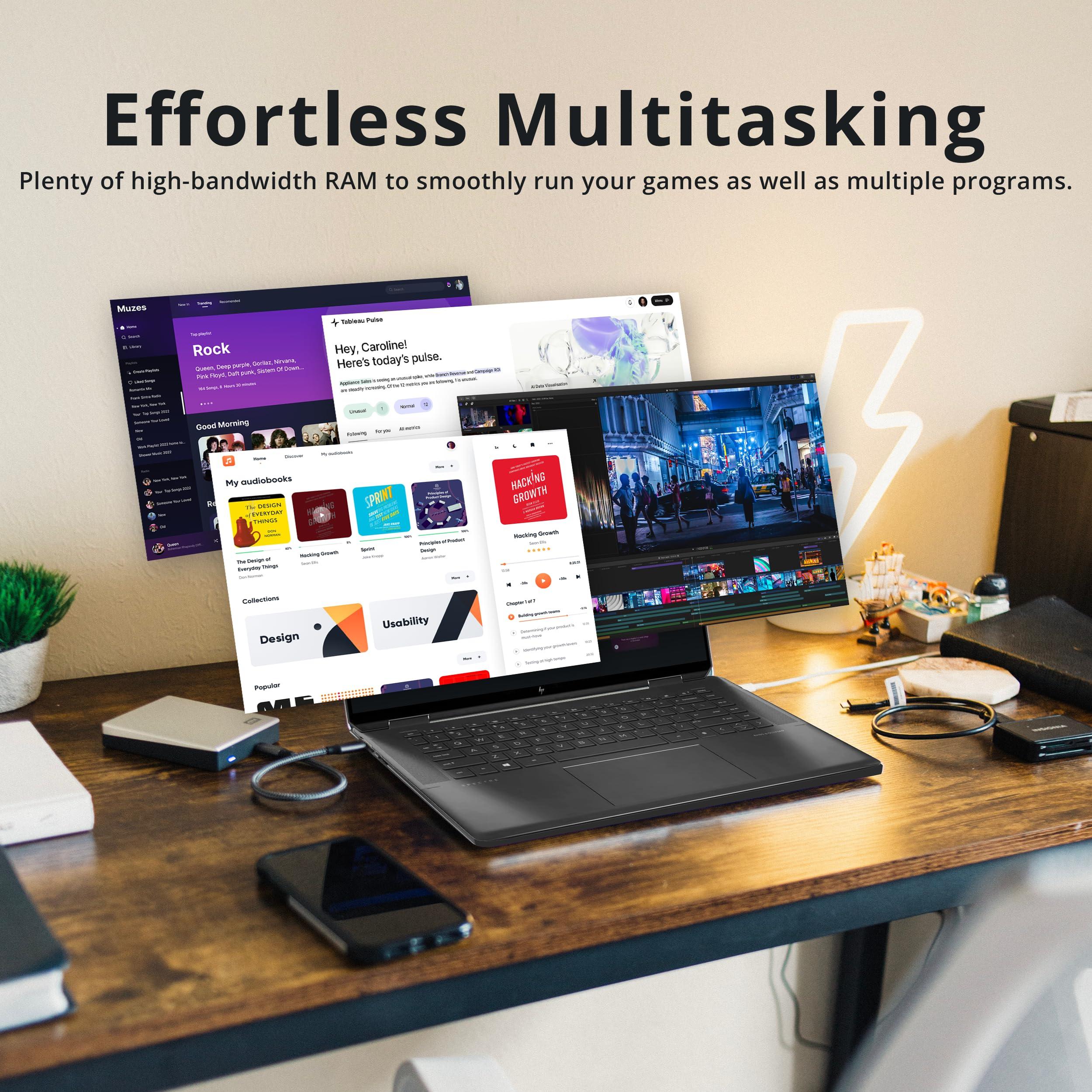 HP HP Spectre x360 16" 3K+ 2-in-1 Touch Laptop, Intel i7-13700H, 16GB RAM, 2.16TB Storage(2TB SSD+160GB Docking Station Set), Backit Keyboard, Fingerprint Reader, Stylus Pen & Sleeve, Win 11, Black