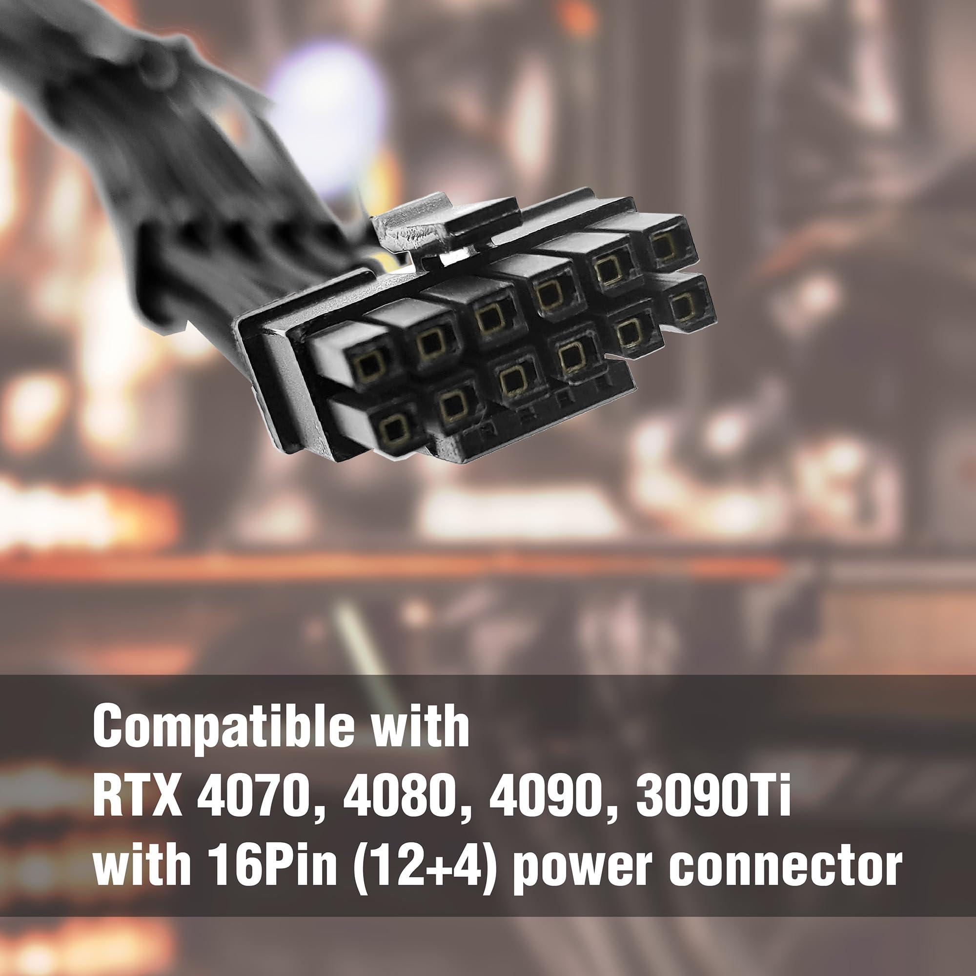 MICRO CONNECTORS Micro Connectors Premium Sleeved 12VHPWR PCI-e 5.0 16Pin (12+4) to Triple 8-Pin GPU Power Extension Cable (F04-303BK)