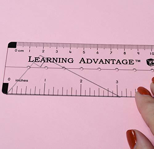 LEARNING ADVANTAGE LEARNING ADVANTAGE-7752 Angle Measurement Ruler - Clear, Flexible and Adjustable Geometry Measuring Tool - Measure Angles to 360 Degrees and Lines to 12"