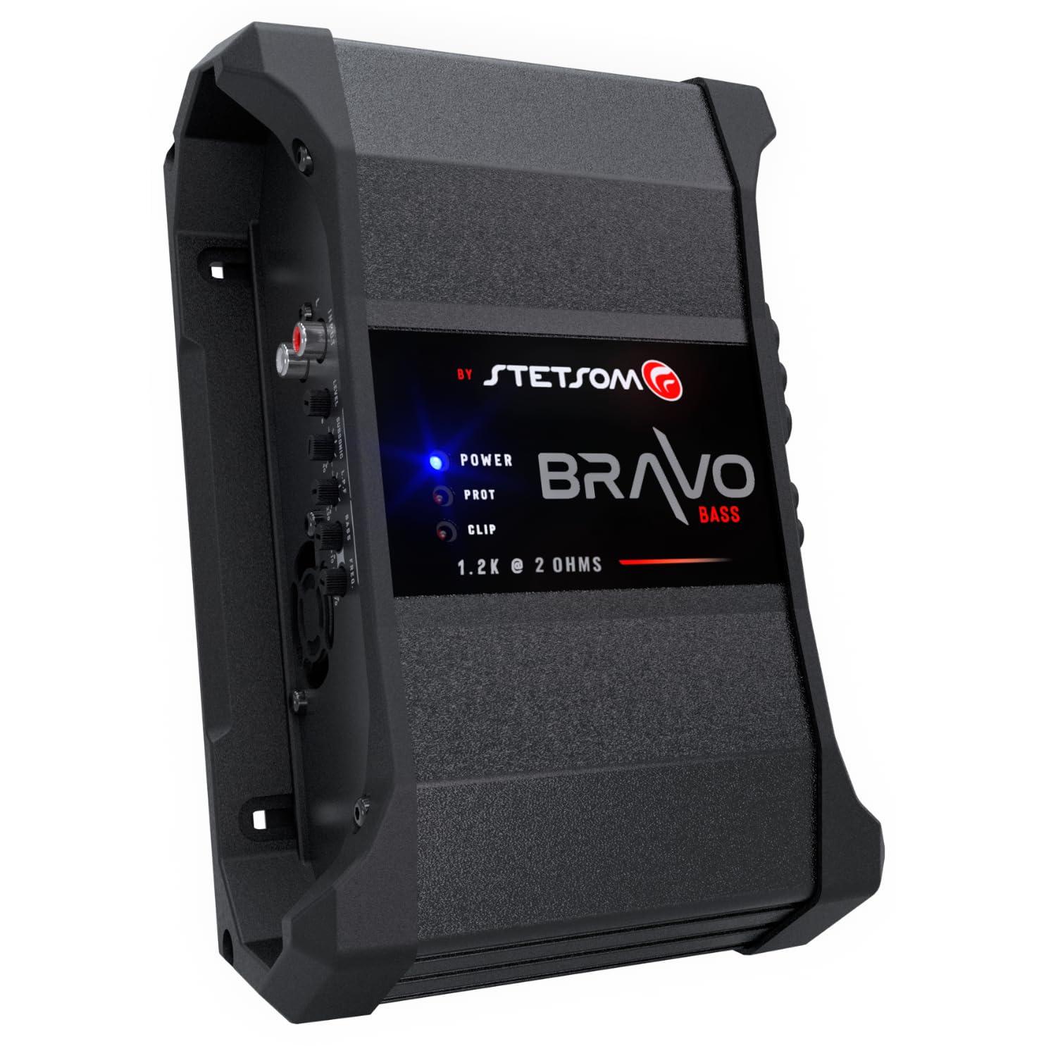 Stetsom Stetsom Bravo BASS 1200 2 Ohm - Mono Car Amplifier, 1200.1 1.2K Watts RMS, 2 Stable Car Audio, Monoblock, HD Sound Quality, Crossover & Bass Boost, Car Stereo Speaker Subwoofer MD, Smart Coolers