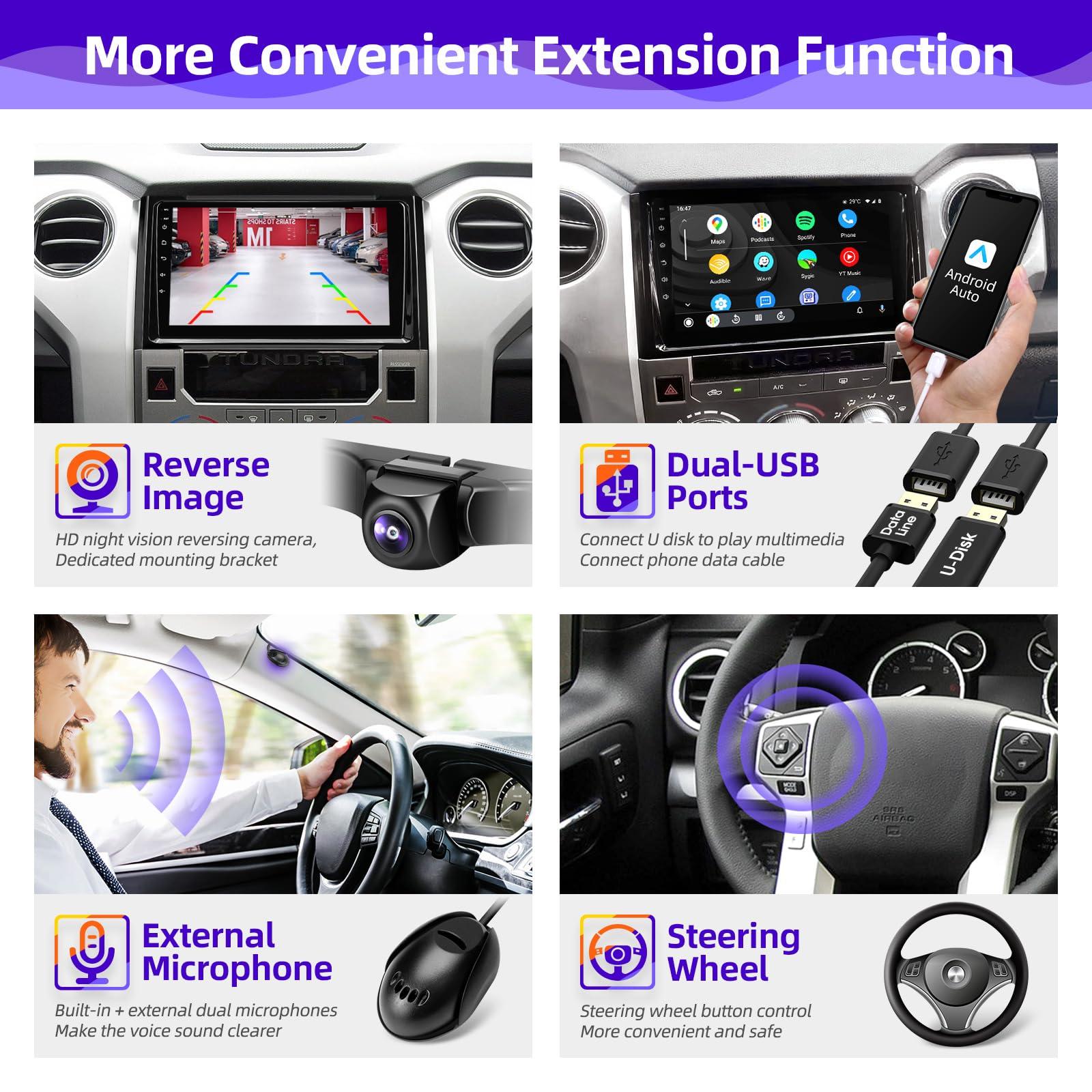 CGOGC CGOGC Android Car Radio Upgrade Compatible with Wireless Carplay Android Auto 8 core Touchscreen Stereo Bluetooth GPS AM/FM Navigation Backup Camera Media Play Head Unit for Toyota Tundra 2014-2021