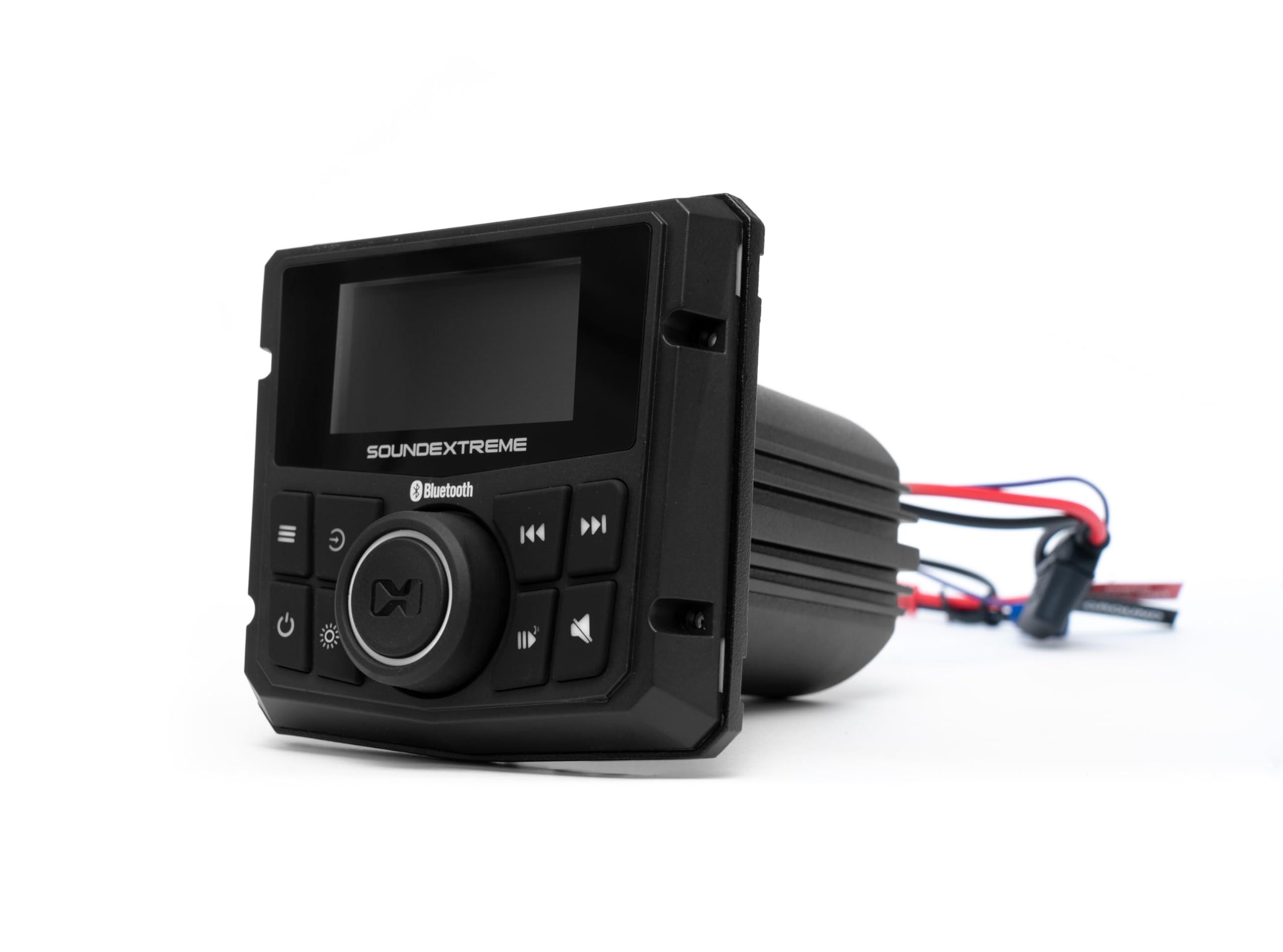 SoundExtreme SoundExtreme by ECOXGEAR Marine AM/FM Stereo Receiver 200-Watt Waterproof Bluetooth Powersports with Built-in 4 Zone LED Controller (Gauge Style)